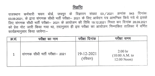 Rajasthan Sanganak Admit Card 2021