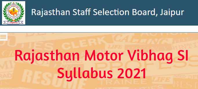Rajasthan Motor Vibhag SI Syllabus 2021 