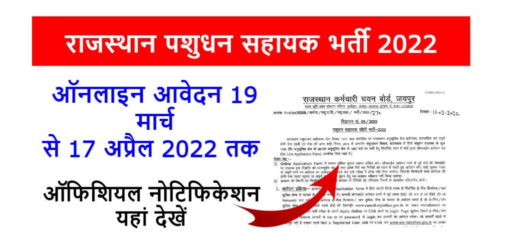 Rajasthan Pashudhan Sahayak Recruitment 2022 