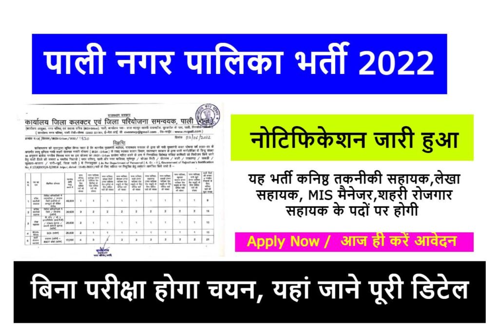 Pali Nagar Palika Recruitment 2022