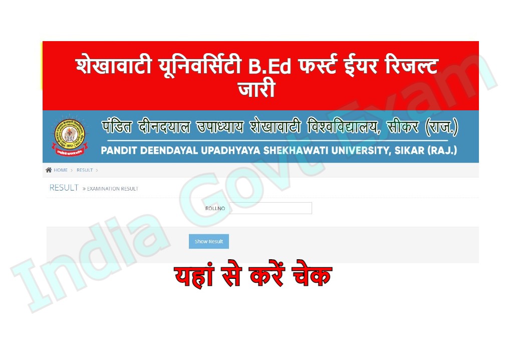 Shekhawati University BED 1st Year Result 2023