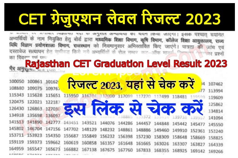Rajasthan CET Graduation Level Result 2023
