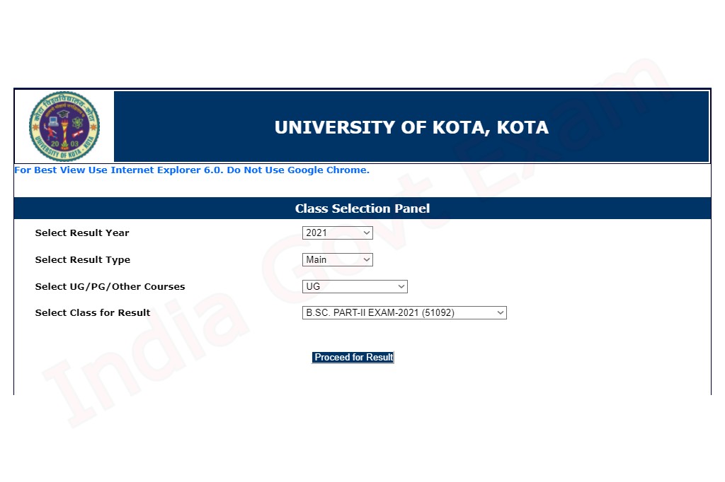 Kota University BSc 1st Year Result 2023