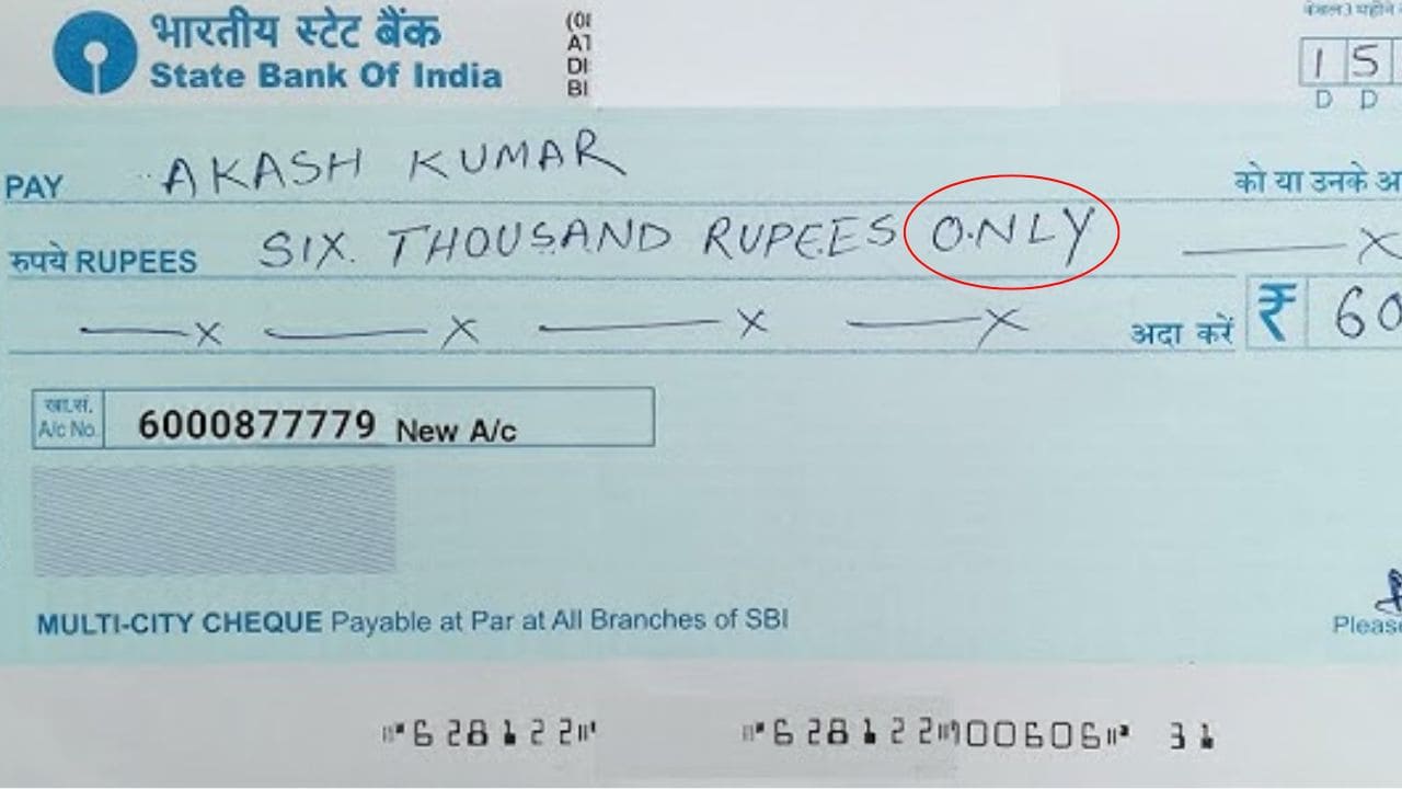 Only After Amount on Bank Cheque